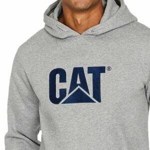 Caterpillar Men's Gray Blue Trademark Heather Hooded Pullover Sweatshirt Size M